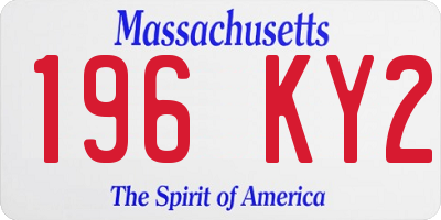 MA license plate 196KY2