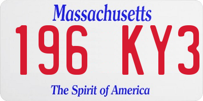 MA license plate 196KY3