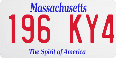 MA license plate 196KY4