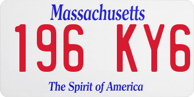 MA license plate 196KY6