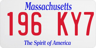 MA license plate 196KY7