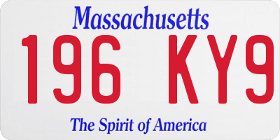 MA license plate 196KY9