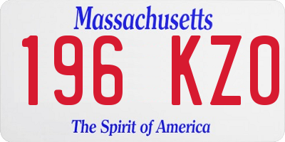 MA license plate 196KZ0