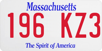 MA license plate 196KZ3