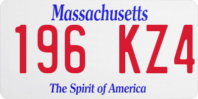 MA license plate 196KZ4