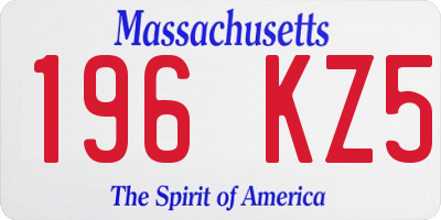 MA license plate 196KZ5