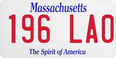 MA license plate 196LA0