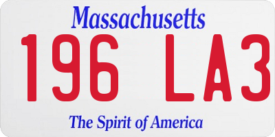 MA license plate 196LA3