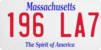 MA license plate 196LA7