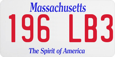 MA license plate 196LB3