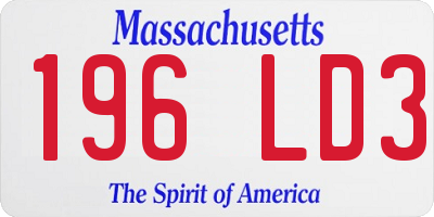 MA license plate 196LD3