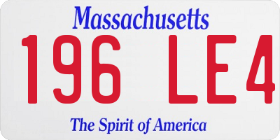 MA license plate 196LE4
