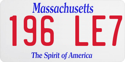 MA license plate 196LE7