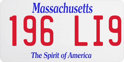 MA license plate 196LI9
