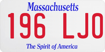 MA license plate 196LJ0