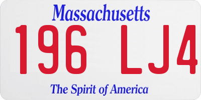MA license plate 196LJ4