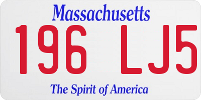 MA license plate 196LJ5