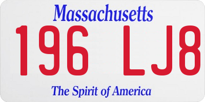 MA license plate 196LJ8