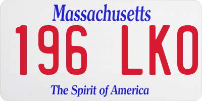 MA license plate 196LK0