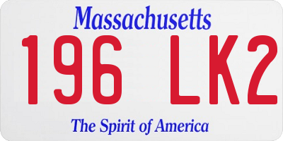 MA license plate 196LK2