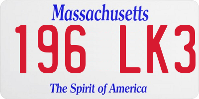 MA license plate 196LK3