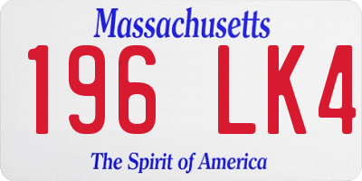 MA license plate 196LK4