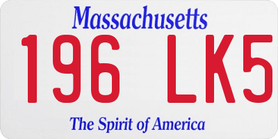 MA license plate 196LK5
