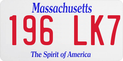 MA license plate 196LK7