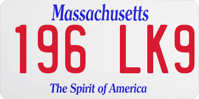 MA license plate 196LK9