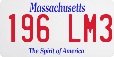 MA license plate 196LM3