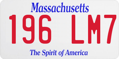 MA license plate 196LM7