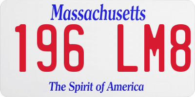 MA license plate 196LM8