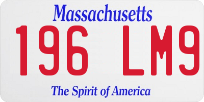 MA license plate 196LM9