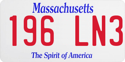 MA license plate 196LN3