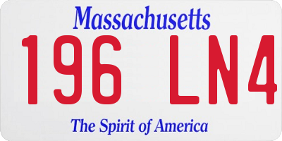 MA license plate 196LN4