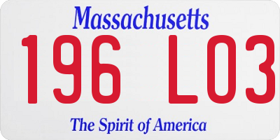 MA license plate 196LO3