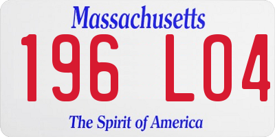 MA license plate 196LO4