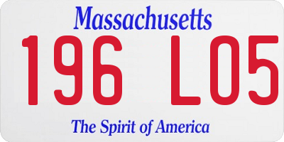 MA license plate 196LO5