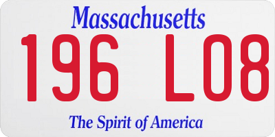 MA license plate 196LO8