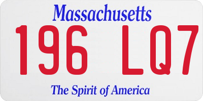 MA license plate 196LQ7