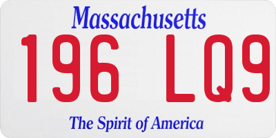 MA license plate 196LQ9