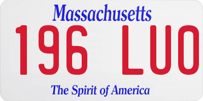 MA license plate 196LU0