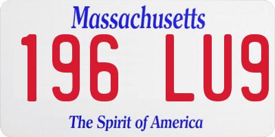 MA license plate 196LU9