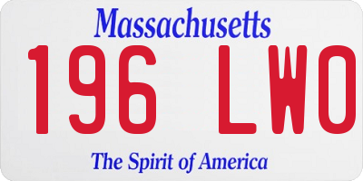 MA license plate 196LW0