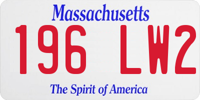 MA license plate 196LW2