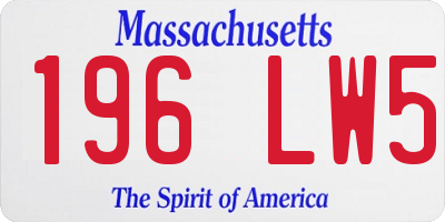 MA license plate 196LW5