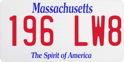 MA license plate 196LW8