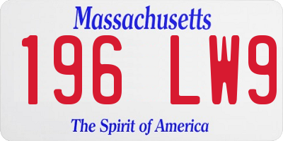 MA license plate 196LW9