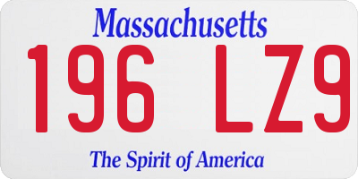MA license plate 196LZ9