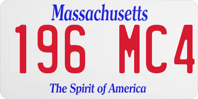 MA license plate 196MC4